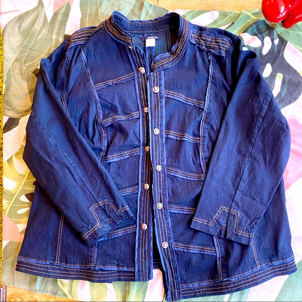 Denim 24/7 💖 Military Band Style Jean Jacket